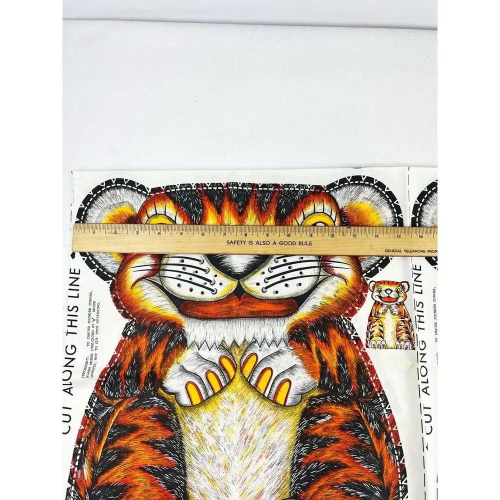 Vintage Multicolor Tiger Cut N Sew Two Panels Pillow 1960s Rare